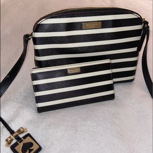 Kate Spade Striped crossbody & MATCHING WALLET
